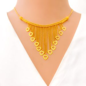 Golden Heart Design Long Chain Necklace for Women | ElaniMart